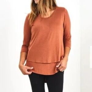Latched Mama 3/4 Sleeve Scoop Neck Nursing Top Size XL